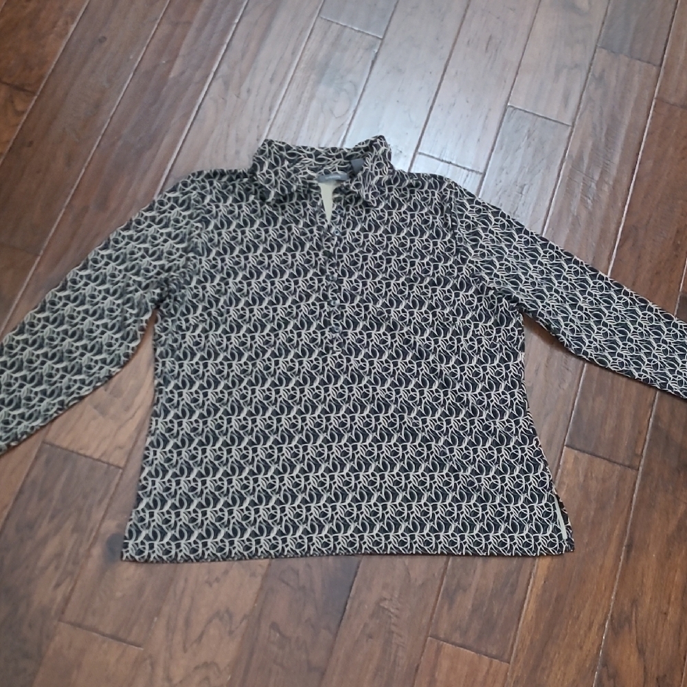 Liz Claiborne long sleeve top with a black and tan pattern size 2X
